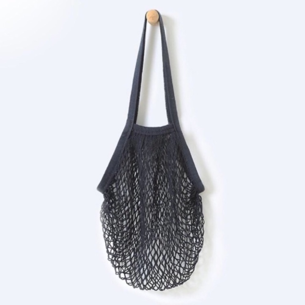 Parisienne Cotton Market Open Net Tote Bag Black - Picture 4 of 6
